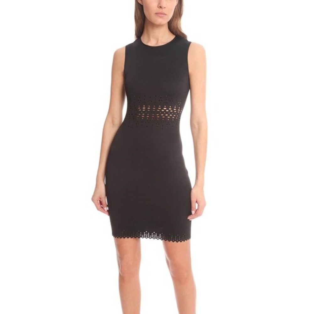 Clover Canyon $275 Neoprene Laser Cut Mini Dress in Black Size M